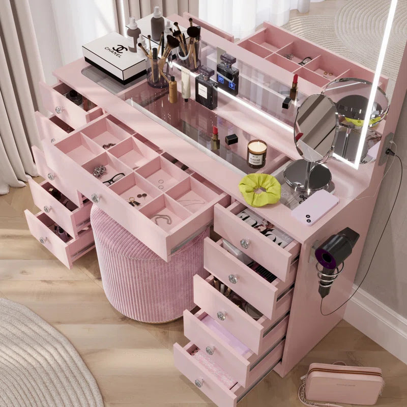 Lahoren Premium Vanity Table With Bluetooth Speakers And 11 Spacious Drawers