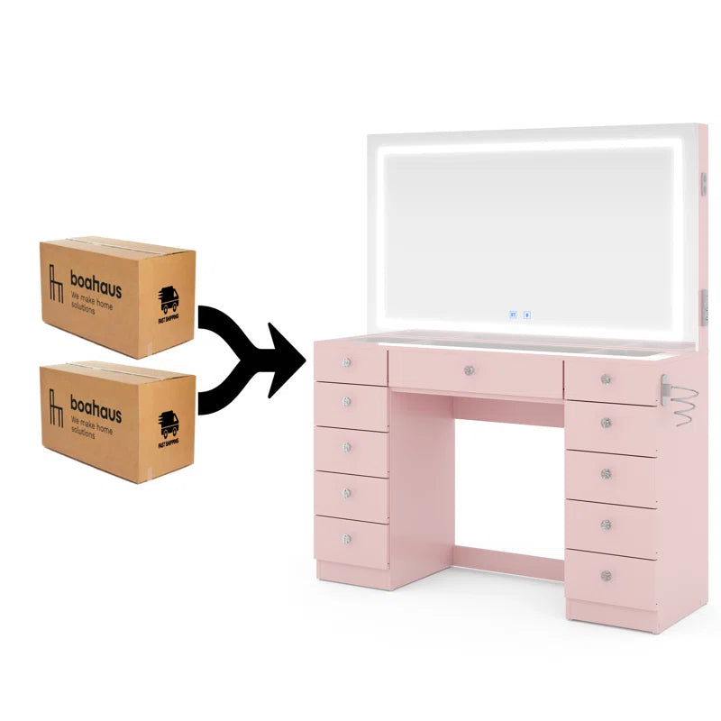 Lahoren Premium Vanity Table With Bluetooth Speakers And 11 Spacious Drawers