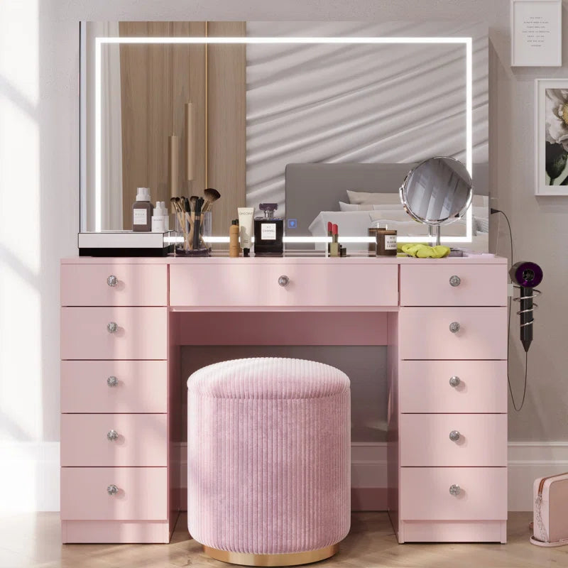 Lahoren Premium Vanity Table With Bluetooth Speakers And 11 Spacious Drawers