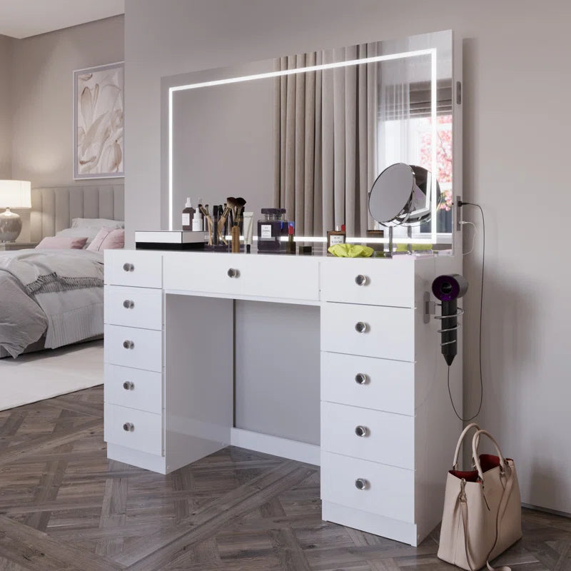 Lahoren Premium Vanity Table With Bluetooth Speakers And 11 Spacious Drawers