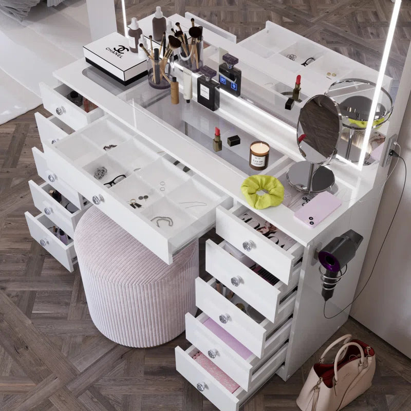 Lahoren Premium Vanity Table With Bluetooth Speakers And 11 Spacious Drawers