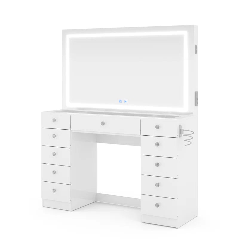 Lahoren Premium Vanity Table With Bluetooth Speakers And 11 Spacious Drawers
