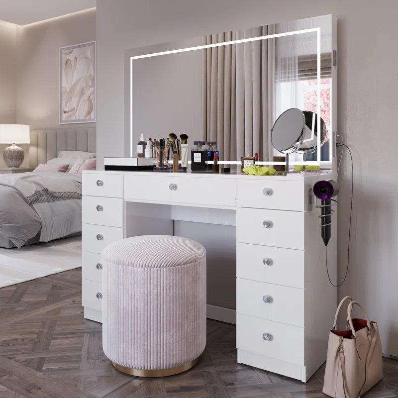 Lahoren Premium Vanity Table With Bluetooth Speakers And 11 Spacious Drawers