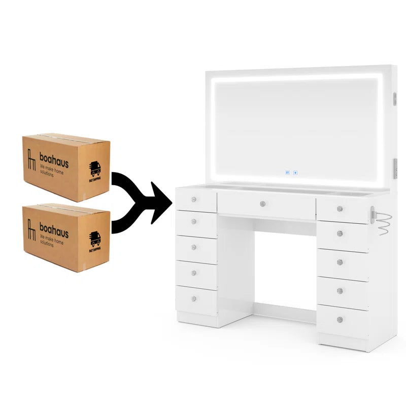 Lahoren Premium Vanity Table With Bluetooth Speakers And 11 Spacious Drawers