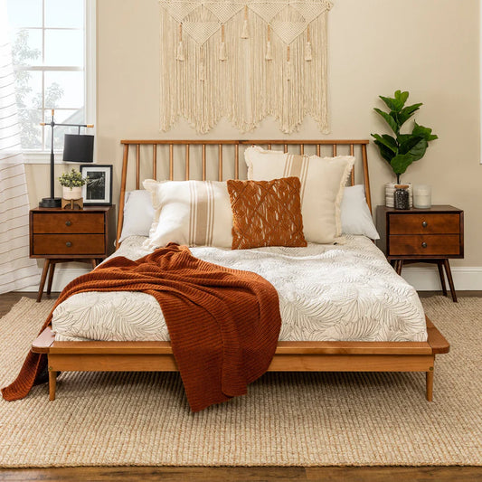 Devik Solid Wood Queen Bed - Wooden bazar