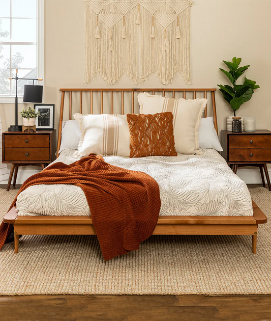 Devik Solid Wood Queen Bed - Wooden bazar