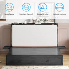 Shivank Murphy Storage Bed with Mattress - Wooden bazar