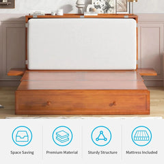 Shivank Murphy Storage Bed with Mattress - Wooden bazar