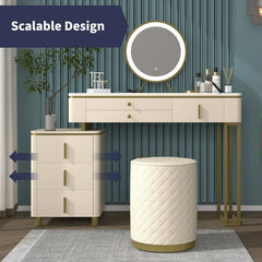Anafi Vanity dressing table with lighted mirror and stool