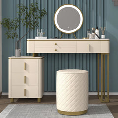 Anafi Vanity dressing table with lighted mirror and stool