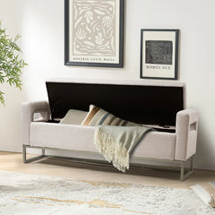 Shakalunar Minimalist 59'' Wide Upholstered Flip Top Storage Bench