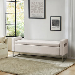 Shakalunar Minimalist 59'' Wide Upholstered Flip Top Storage Bench