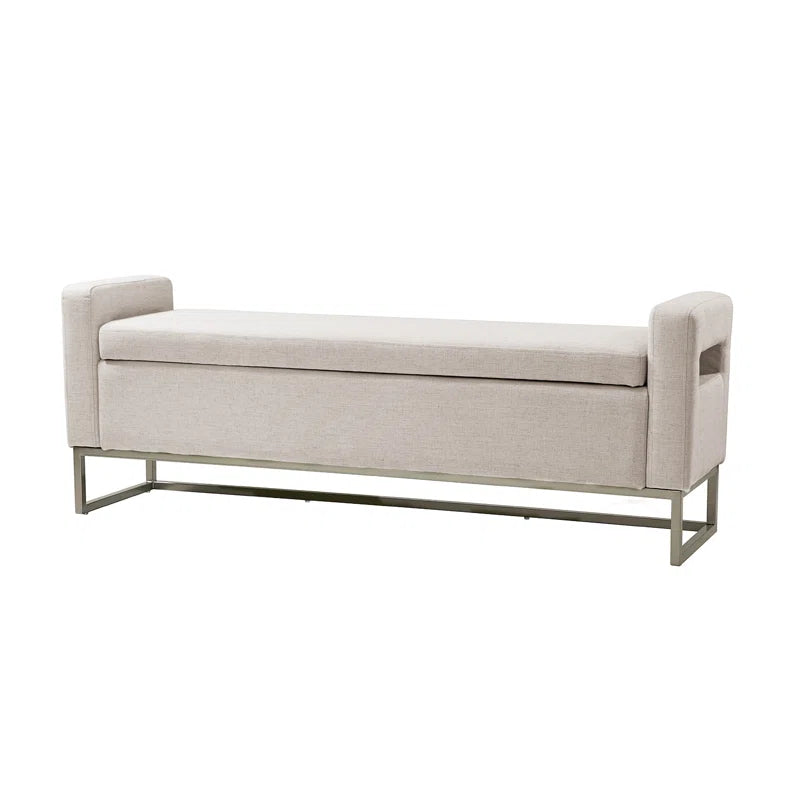 Shakalunar Minimalist 59'' Wide Upholstered Flip Top Storage Bench
