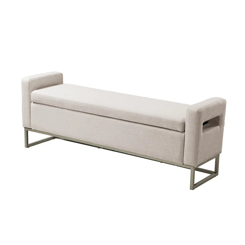 Shakalunar Minimalist 59'' Wide Upholstered Flip Top Storage Bench