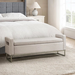 Shakalunar Minimalist 59'' Wide Upholstered Flip Top Storage Bench
