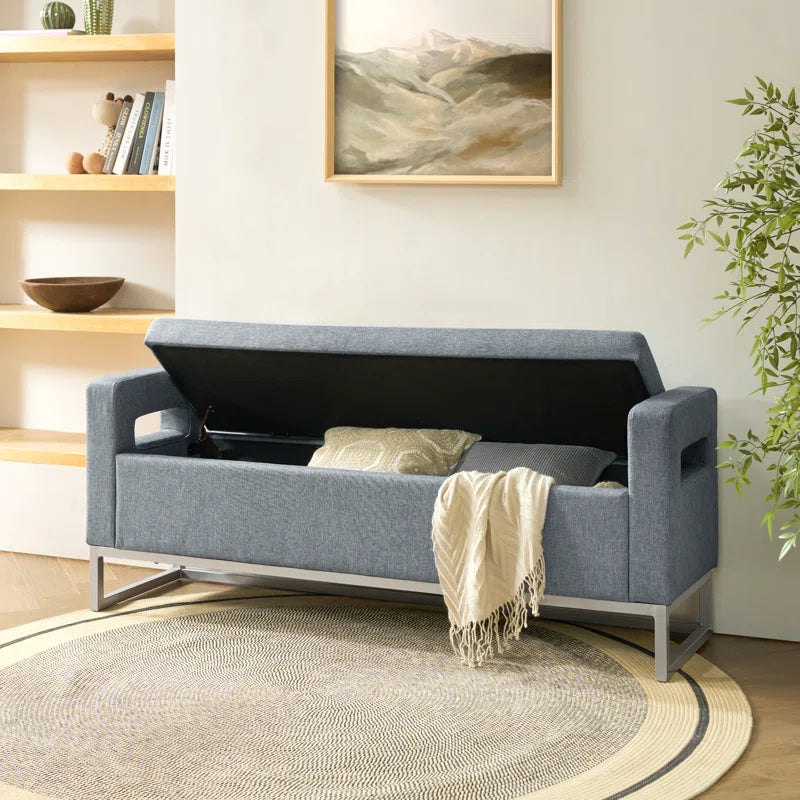 Shakalunar Minimalist 59'' Wide Upholstered Flip Top Storage Bench