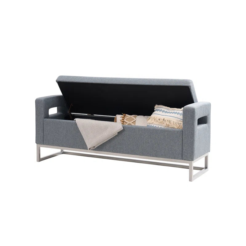 Shakalunar Minimalist 59'' Wide Upholstered Flip Top Storage Bench