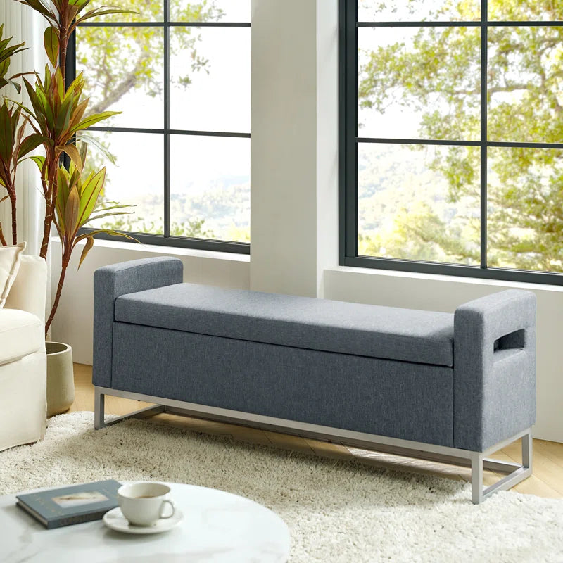 Shakalunar Minimalist 59'' Wide Upholstered Flip Top Storage Bench