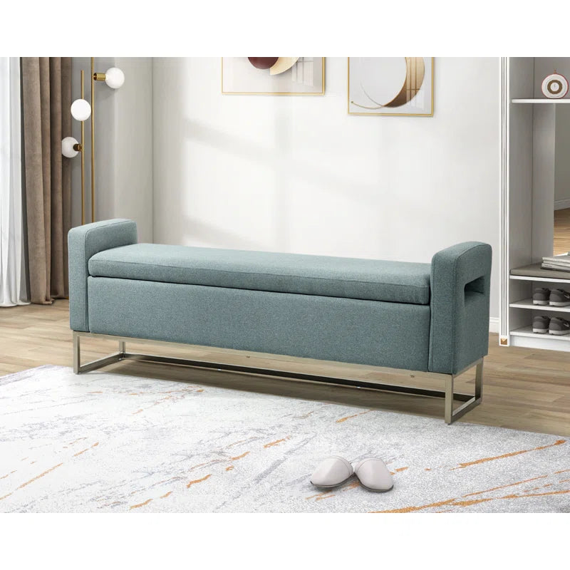 Shakalunar Minimalist 59'' Wide Upholstered Flip Top Storage Bench