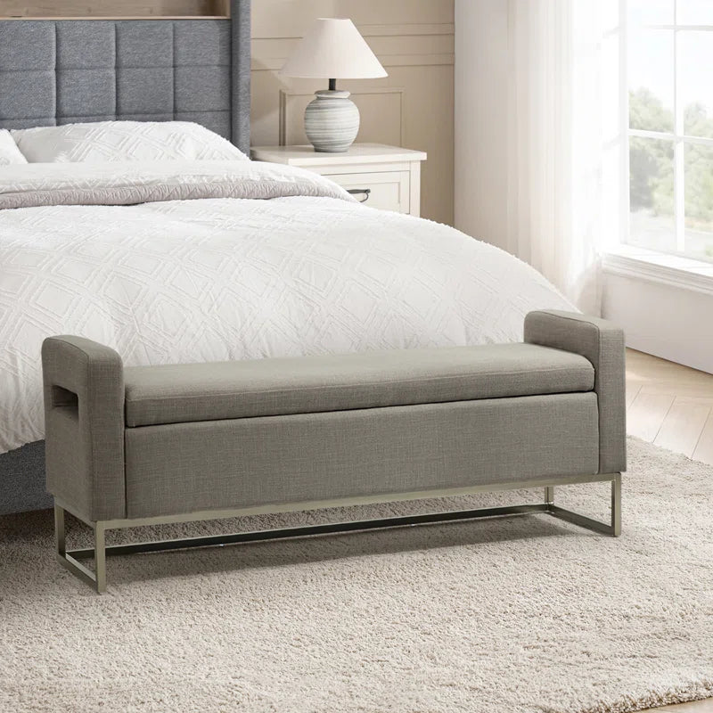 Shakalunar Minimalist 59'' Wide Upholstered Flip Top Storage Bench