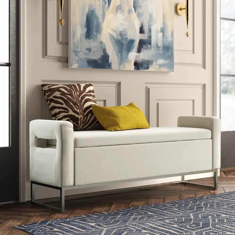 Shakalunar Minimalist 59'' Wide Upholstered Flip Top Storage Bench