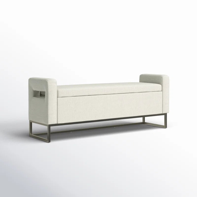 Shakalunar Minimalist 59'' Wide Upholstered Flip Top Storage Bench