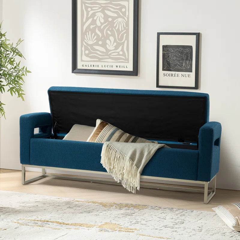 Shakalunar Minimalist 59'' Wide Upholstered Flip Top Storage Bench