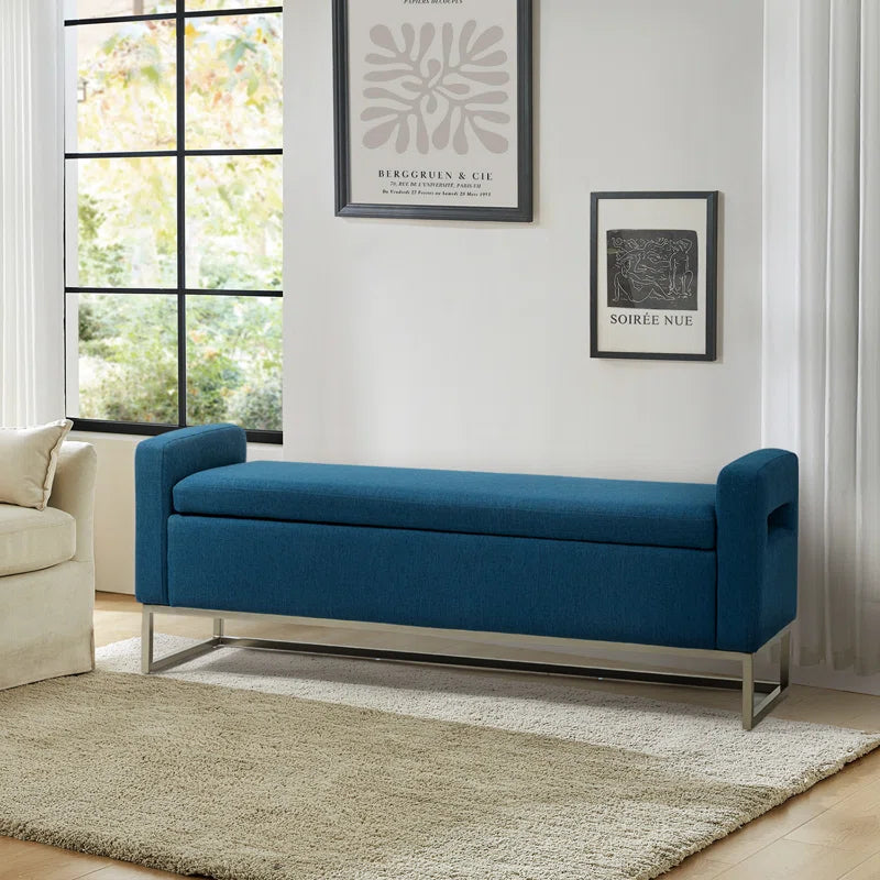 Shakalunar Minimalist 59'' Wide Upholstered Flip Top Storage Bench