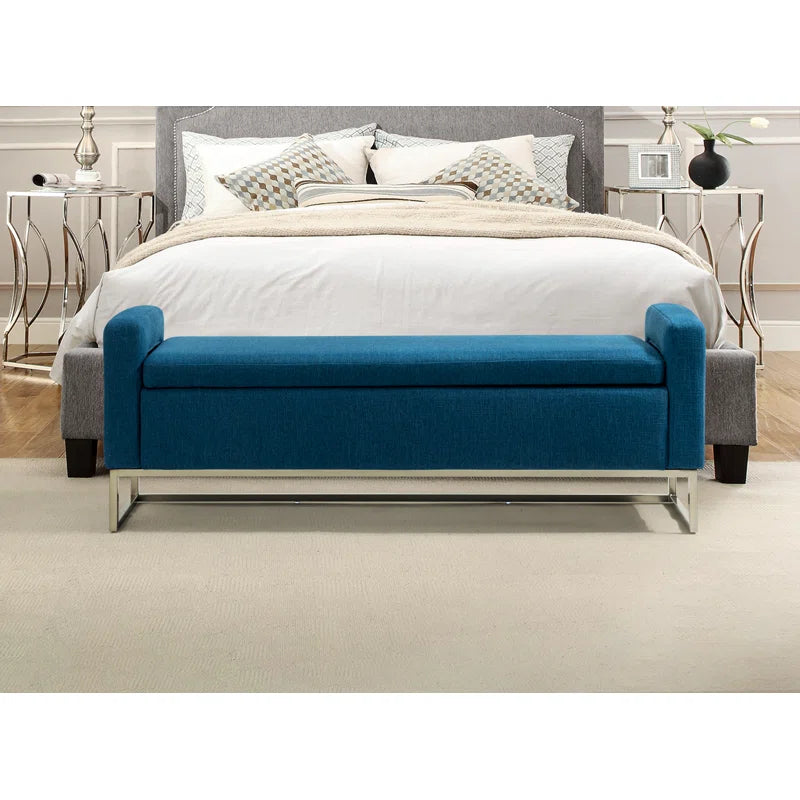 Shakalunar Minimalist 59'' Wide Upholstered Flip Top Storage Bench
