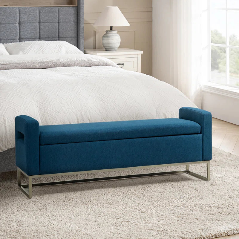 Shakalunar Minimalist 59'' Wide Upholstered Flip Top Storage Bench
