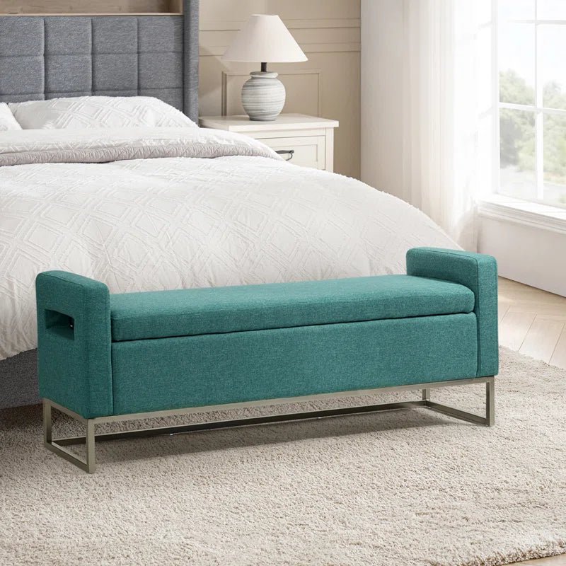 Shakalunar Minimalist 59'' Wide Upholstered Flip Top Storage Bench