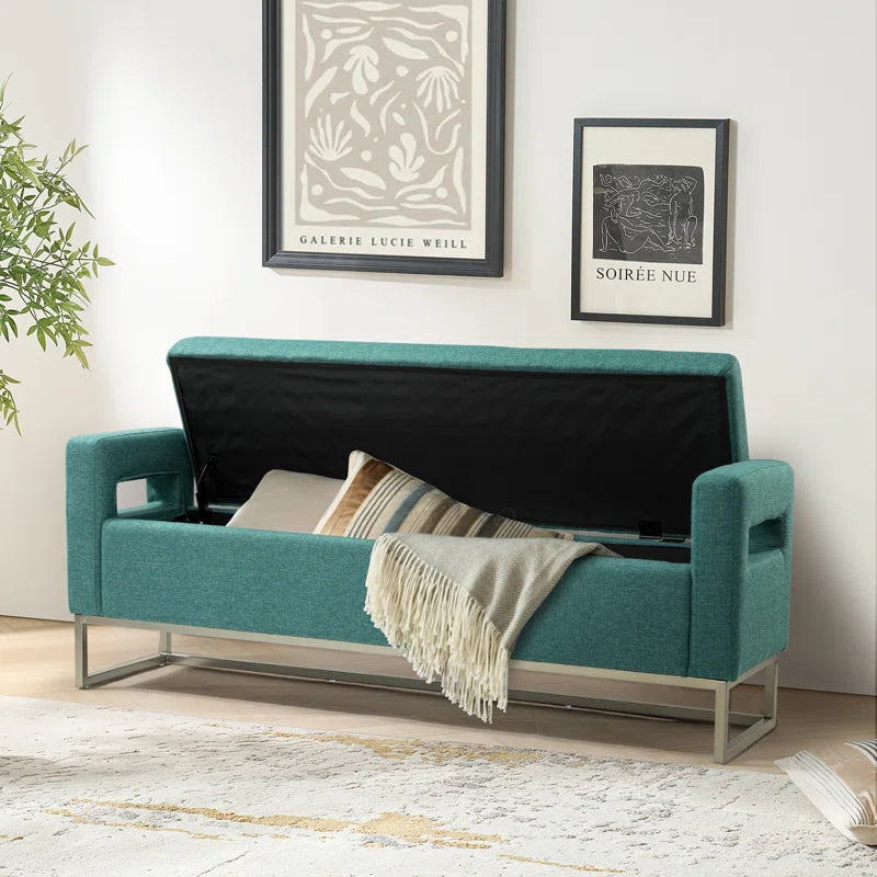 Shakalunar Minimalist 59'' Wide Upholstered Flip Top Storage Bench