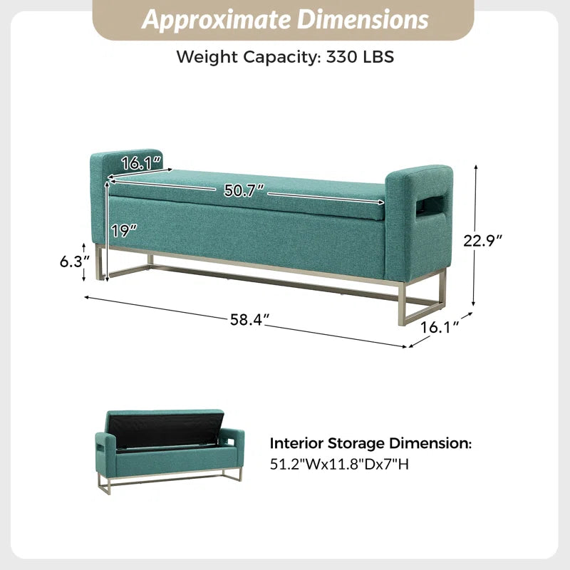 Shakalunar Minimalist 59'' Wide Upholstered Flip Top Storage Bench