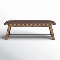 Pawter Faux Leather Upholstered Bench - Wooden Bazar