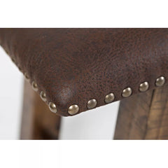 Pawter Faux Leather Upholstered Bench - Wooden Bazar