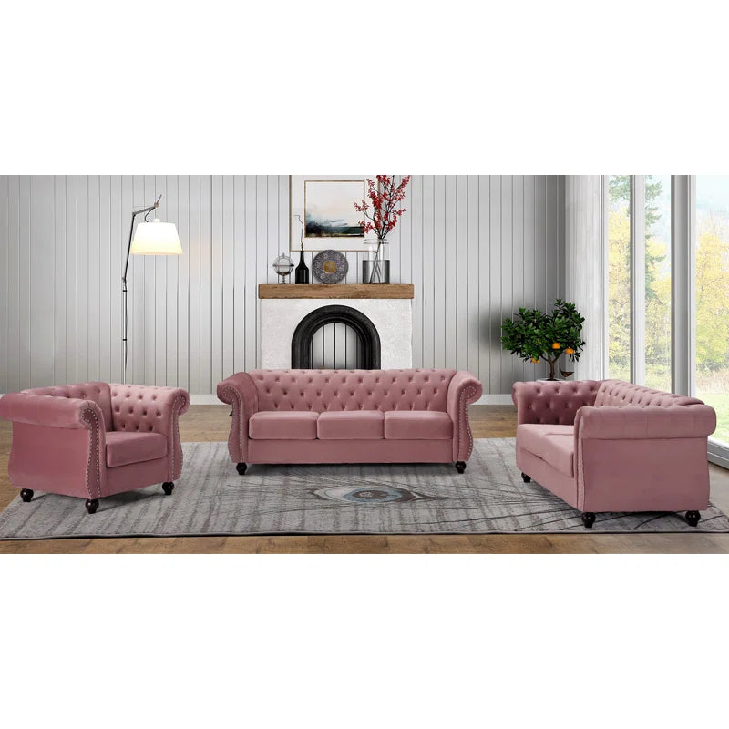 Anguloz 3 - Piece Velvet Living Room Set Luxury Sofa Set