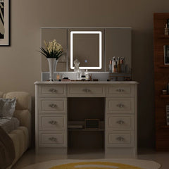 Onkar 9-Drawer Vanity With 3-Mirror - Wooden bazar