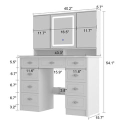 Onkar 9-Drawer Vanity With 3-Mirror - Wooden bazar