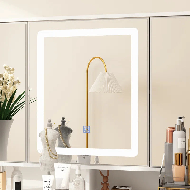 Onkar 9-Drawer Vanity With 3-Mirror - Wooden bazar