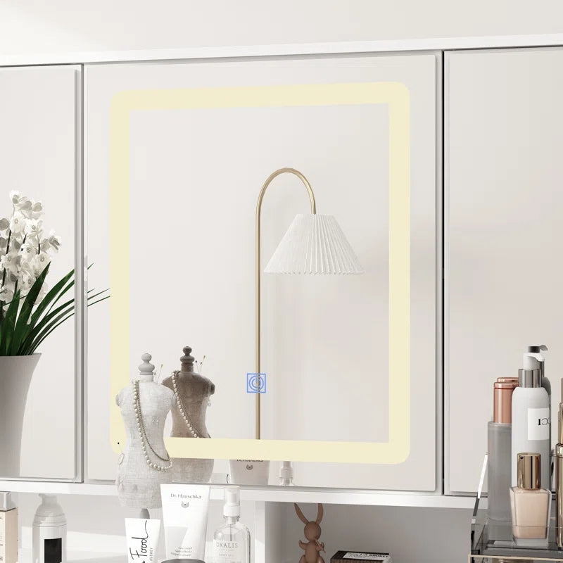 Onkar 9-Drawer Vanity With 3-Mirror - Wooden bazar