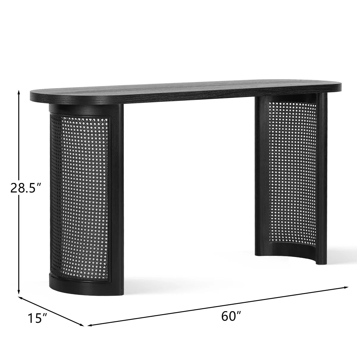 Solid White Oak Rattan Console Table – Stylish & Durable Design
