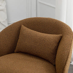 Manesco Boucle Armless Upholstered Swivel Barrel Chair - Wooden Bazar