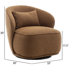 Manesco Boucle Armless Upholstered Swivel Barrel Chair - Wooden Bazar