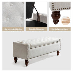 Flip Top Storage Bench with Solid Wood Spindle Legs - Wooden Bazar