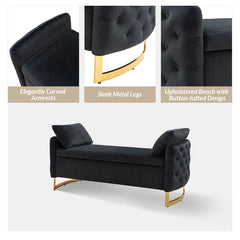 Hekil Upholstered Flip Top Storage Bench with Two Pillows - Wooden bazar