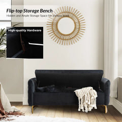 Hekil Upholstered Flip Top Storage Bench with Two Pillows - Wooden bazar