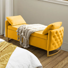 Hekil Upholstered Flip Top Storage Bench with Two Pillows - Wooden bazar
