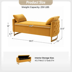 Hekil Upholstered Flip Top Storage Bench with Two Pillows - Wooden bazar