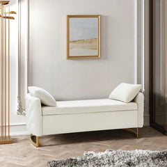 Hekil Upholstered Flip Top Storage Bench with Two Pillows - Wooden bazar