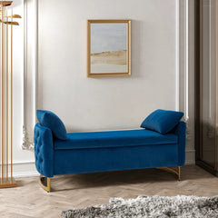 Hekil Upholstered Flip Top Storage Bench with Two Pillows - Wooden bazar